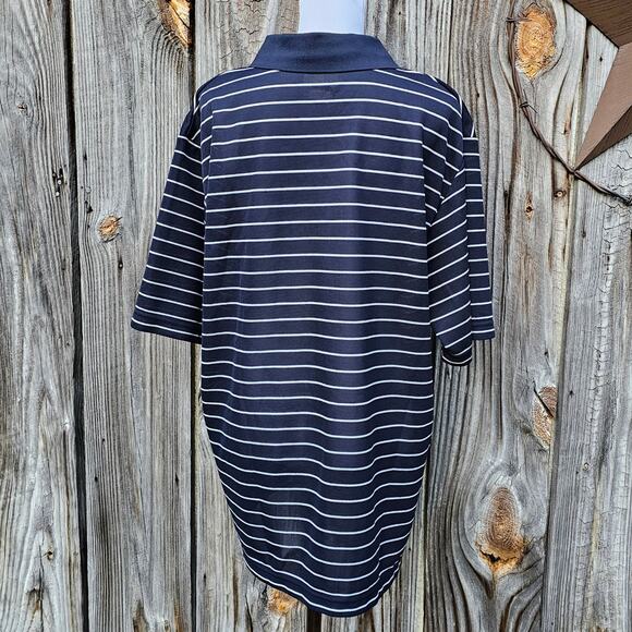 Chicago Bears Polo NFL Team Shirt Size XL Navy Blue White Stripe Orange Logo - Picture 3 of 8